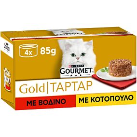 Τροφή GOURMET gold γάτας μους βοδινό (4x85g)