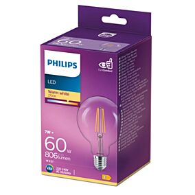 PHILIPS Λάμπα LED 6W E27 G93 θερμό φως