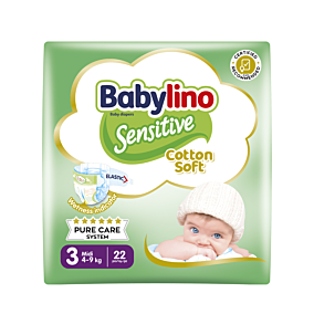 BABYLINO πάνες Sensitive Cotton Soft No3  4-9kg  22τεμ.    