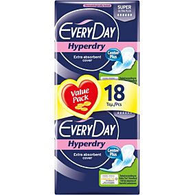 EVERYDAY σερβιέτες  Hyperdry Ultra Plus Center Plus με φτερά 18τεμ.