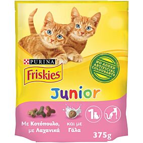 Ξηρά τροφή FRISKIES γάτας junior με κοτόπουλο, γάλα και λαχανικά (375g)