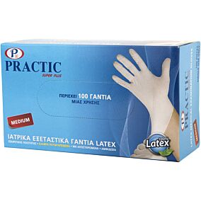 Γάντια PRACTIC μίας χρήσης latex, medium (100τεμ.)