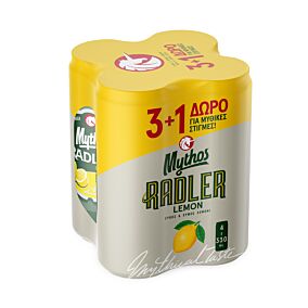 MYTHOS μπύρα Radler λεμόνι 4x330ml 3+1 ΔΩΡΟ