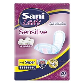 SANI σερβιέτες Lady Sensitive Super No.5 για την ακράτεια 20τεμ.