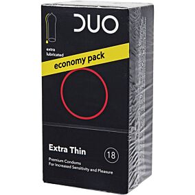 Προφυλακτικά DUO Extra Thin (πολύ λεπτά με επιπλέον λιπαντικό) (18τεμ.)