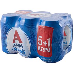 Μπύρα ΑΛΦΑ χωρίς αλκοόλ κουτί 5+1 (6x330ml)