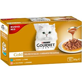 Τροφή GOURMET GOLD με σολομό και τόνο (4x85g)