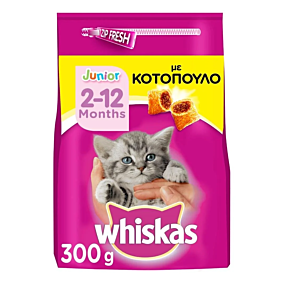 WHISKAS τροφή Junior γάτας κοτόπουλο 300g