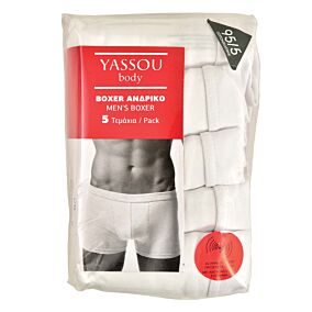 YASSOU BODY ανδρικό μπόξερ λευκό 5P M