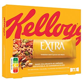 KELLOGG'S μπάρες δημητριακών Extra με ψημένο αμύγδαλο και μέλι 4x32g