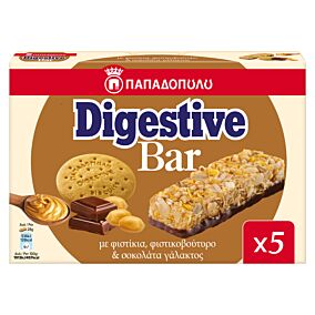 ΠΑΠΑΔΟΠΟΥΛΟΥ μπάρα δημητριακών Digestive με φιστίκια, φιστικοβούτυρο & σοκολάτα γάλακτος 5x28g