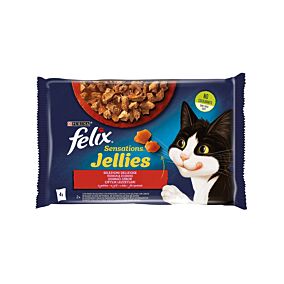 FELIX τροφή γάτας Sensations Jellies με βοδινό & κοτόπουλο 4x85g