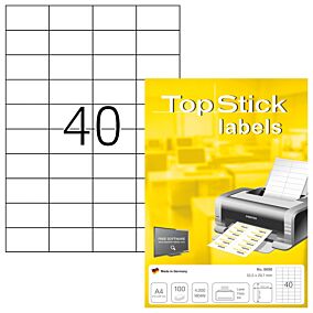 TOPSTICK 100 φύλλα αυτοκόλλητες ετικέτες Α4 52,5x29mm