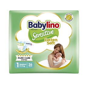 BABYLINO πάνες βρεφικές Sensitive Cotton Soft Nο.1 2-5kg 26τεμ.   