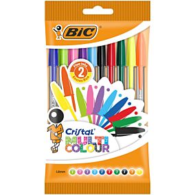 BIC στυλό διαρκείας διάφορα χρωματα + 2 Fluo Cristal Multicolor 10τεμ.