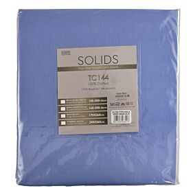 SOLIDS σεντόνι βαμβακερό 144TC μπλέ 100x200+35cm