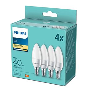 PHILIPS λάμπες με θερμό φώς LED E14 Β35 5-40W 4τεμ.