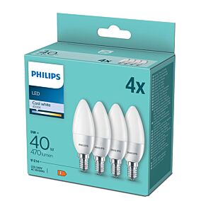 PHILIPS λάμπες λευκό φώς LED E14 Β35 5-40W 4τεμ.