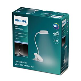 PHILIPS φωτιστικό Donutclip LED άσπρο USB 175lm 3W