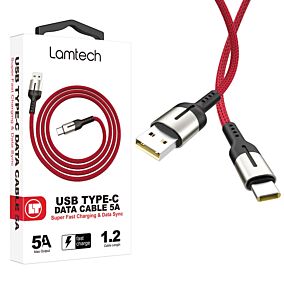 LAMTECH καλώδιο Fast-Charge 5A USB A σε USB Type-C κόκκινο 1,2m