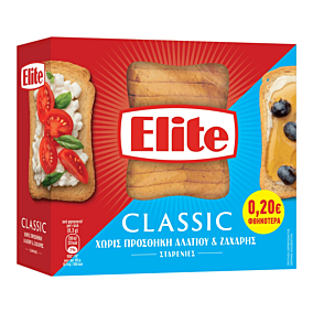 ELITE φρυγανιές σίτου χωρίς αλάτι 250g -0,20€