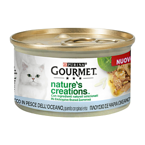 PURINA υγρή τροφή γάτας Gourmet με ψάρια ωκεανού, σπανάκι & ρύζι 85g