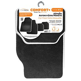 CARTECH δάπεδα μοκέτα Comfort+ μαύρο-γκρί 4τεμ.