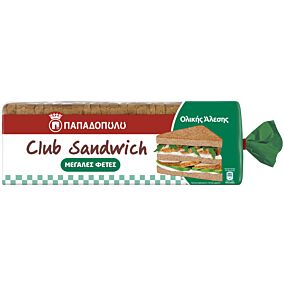 ΠΑΠΑΔΟΠΟΥΛΟΥ ψωμί τοστ Club Sandwich ολικής άλεσης 950g