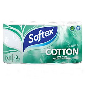 SOFTEX ρολό υγείας Cotton Classic 3 φύλλα 8τεμ.