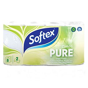 SOFTEX ρολό υγείας Pure Classic 2 φύλλα 8τεμ.