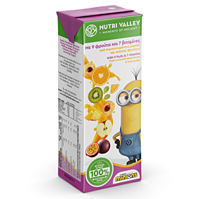 NUTRI VALLEY φυσικός χυμός Minions εξωτικός με 9 φρούτα 250ml