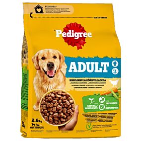 PEDIGREE ξηρά τροφή σκύλου Adult με γεύση μοσχάρι & λαχανικά 2,6kg