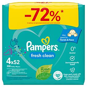 PAMPERS μωρομάντηλα Fresh Clean 4x52τεμ. -72%