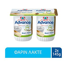 ΔΕΛΤΑ επιδόρπιο γιαουρτιού Advance φαρίν λακτέ 2x145g