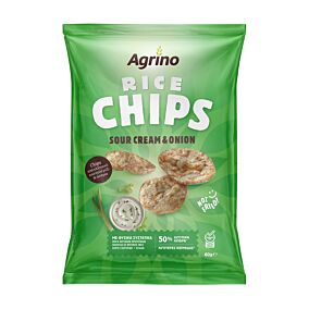 AGRINO τσίπς ρυζιού με γεύση Sour Cream & κρεμμύδι 60g