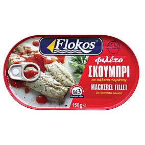 FLOKOS σκουμπρί φιλέτο σε σάτσα τομάτας 150g