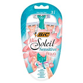 BIC ξυραφάκια μίας χρήσης Miss Soleil Sensitive Aqua Colour 3τεμ.