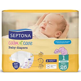 SEPTONA πάνες βρεφικές Calm N' Care για νεογέννητα 2-5kg No.1 26τεμ.