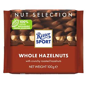 RITTER SPORT σοκολάτα γάλακτος με ολόκληρα φουντούκια 100g