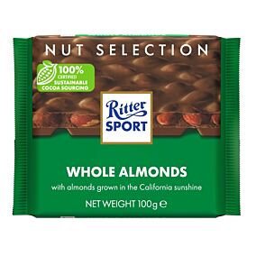 RITTER SPORT σοκολάτα γάλακτος με ολόκληρα αμύγδαλα 100g